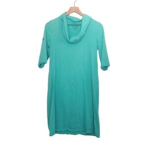 Neon Buddha Turquoise Blue Mock Neck Cotton Dress Size Small